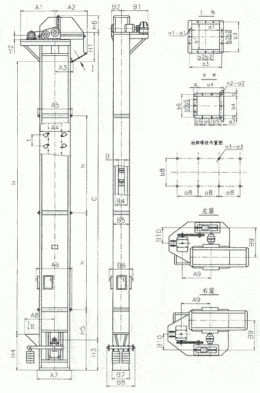 常見的TD、TH、NE斗提機(jī)標(biāo)準(zhǔn)地腳孔參數(shù)